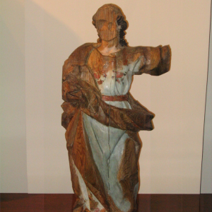 32-Talla pintada azul Talla religiosa popular